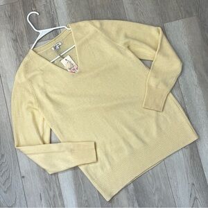 Johnny Was Sweater NWT cashmere v neck textured sally womens Yellow (small)